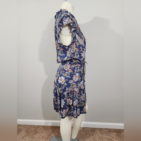 Sold Velvet by Graham and Spencer Paloma tie Waist boho floral mini dress - Picture 4 of 13